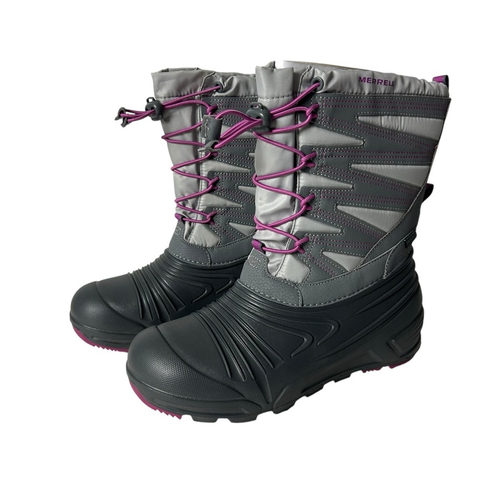 Merrell Snow Quest Lite 3.0 MK165179 Girls Gray Waterproof Snow Boots Si…